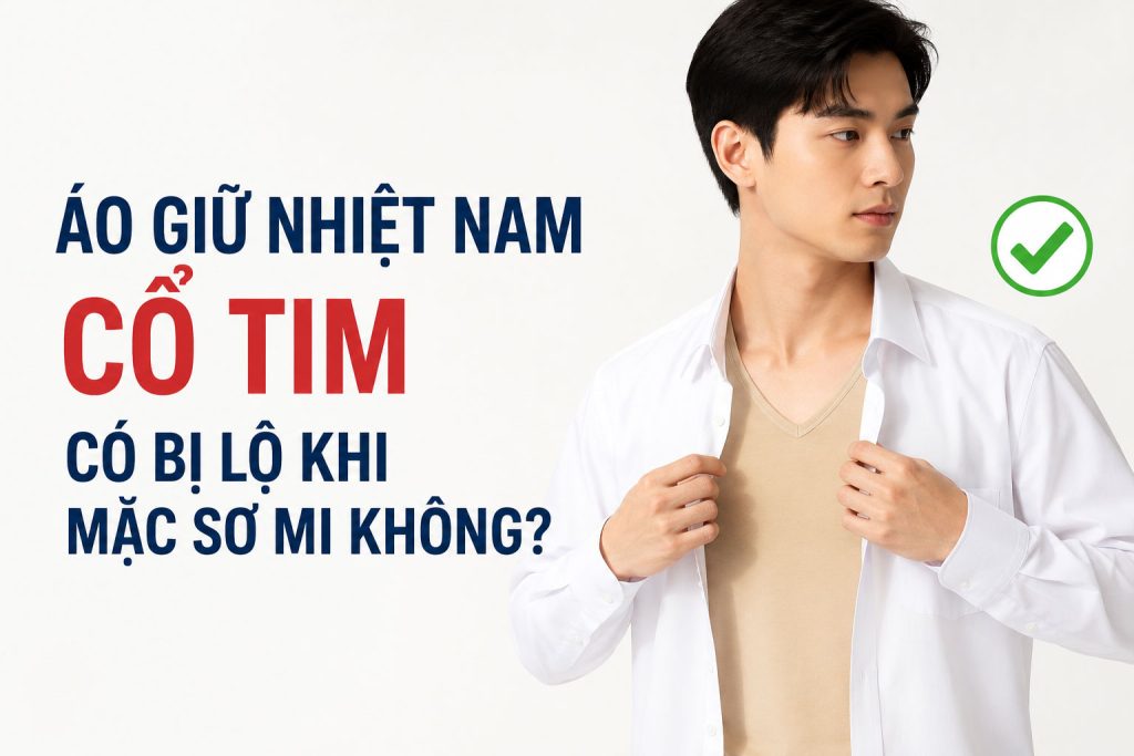 Áo Giữ Nhiệt Nam Cổ Tim Uniqlo HEATTECH Có Bị Lộ Khi Mặc Sơ Mi Không?