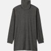 Áo giữ nhiệt nam cổ lọ loại thường vải mỏng Uniqlo Heattech màu xám 08 DARK GRAY