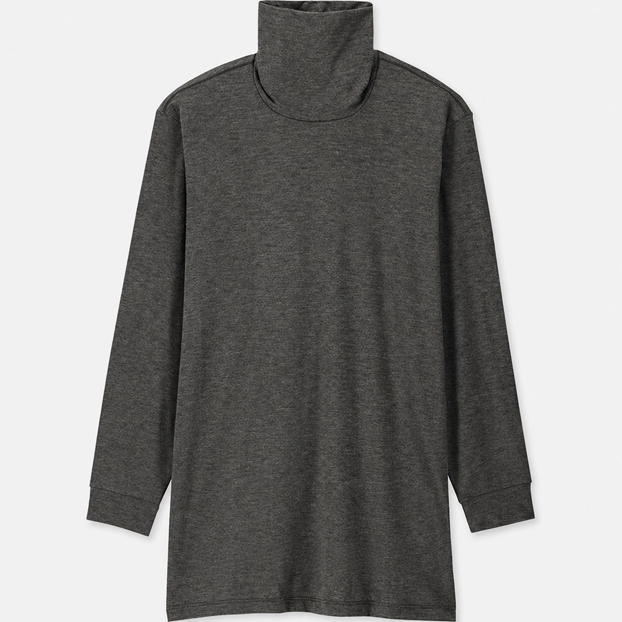 Áo giữ nhiệt nam cổ lọ loại thường vải mỏng Uniqlo Heattech màu xám 08 DARK GRAY