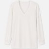 Áo giữ nhiệt nam cổ tim loại thường vải mỏng Uniqlo Heattech màu trắng 00 WHITE