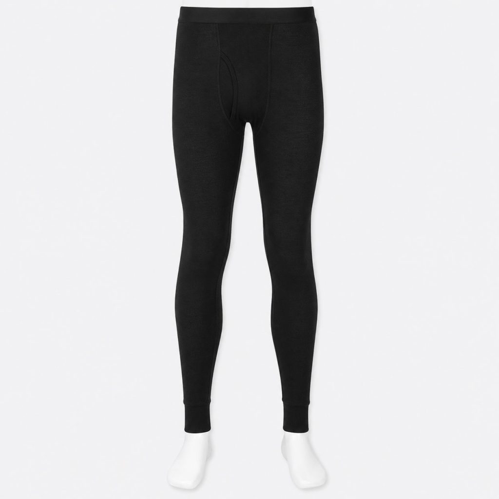 Quần giữ nhiệt nam loại thường vải mỏng Uniqlo Heattech màu đen 09 BLACK