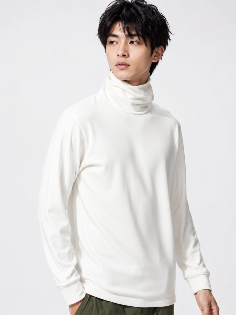 Áo giữ nhiệt nam cổ lọ Uniqlo Heattech Ultra Warm Nhật Bản màu trắng 01 OFF WHITE