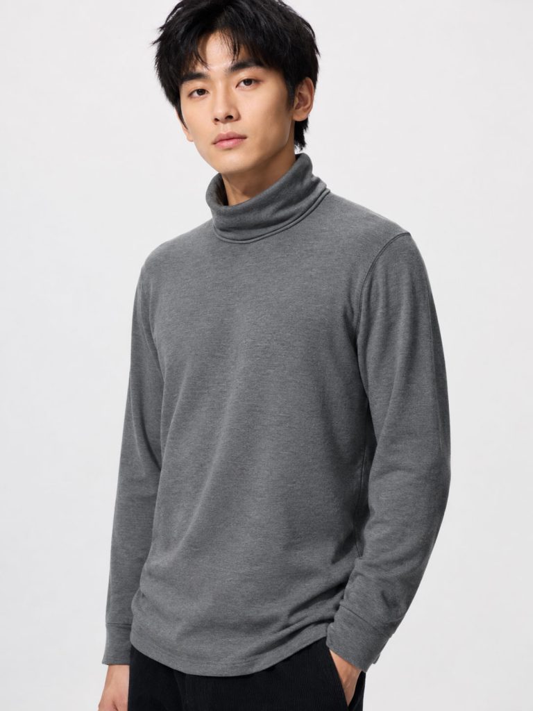 Áo giữ nhiệt nam cổ lọ Uniqlo Heattech Ultra Warm Nhật Bản màu xám 08 DARK GRAY