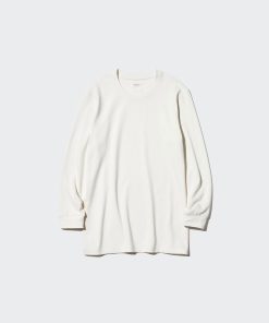 Áo giữ nhiệt nam cổ tròn Uniqlo Heattech Extra Warm Nhật Bản màu trắng 01 OFF WHITE