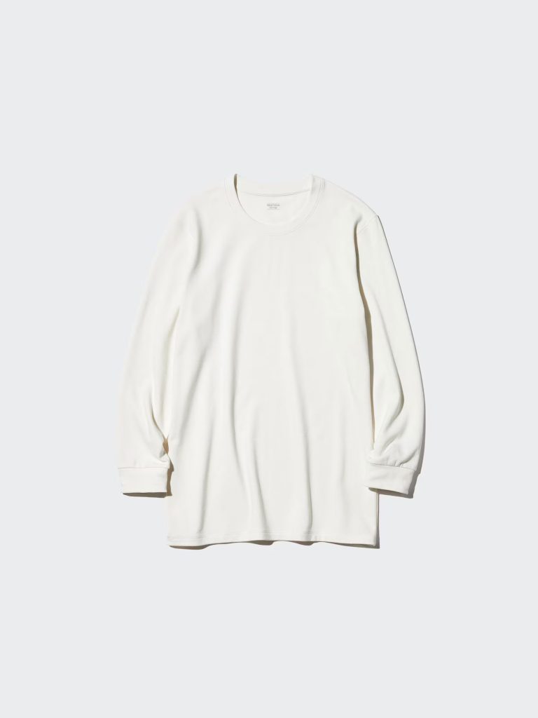 Áo giữ nhiệt nam cổ tròn Uniqlo Heattech Extra Warm Nhật Bản màu trắng 01 OFF WHITE