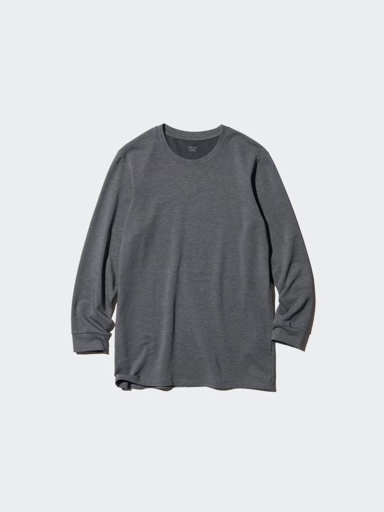 Áo giữ nhiệt nam cổ tròn Uniqlo Heattech Extra Warm Nhật Bản màu xám 08 DARK GRAY