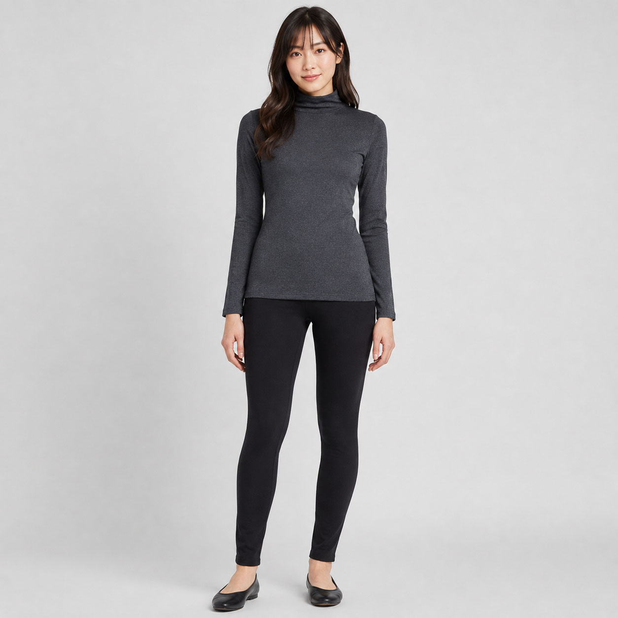 Áo giữ nhiệt nữ cổ 3 phân Uniqlo Heattech Ultra Warm Nhật Bản màu xám 08 DARK GRAY