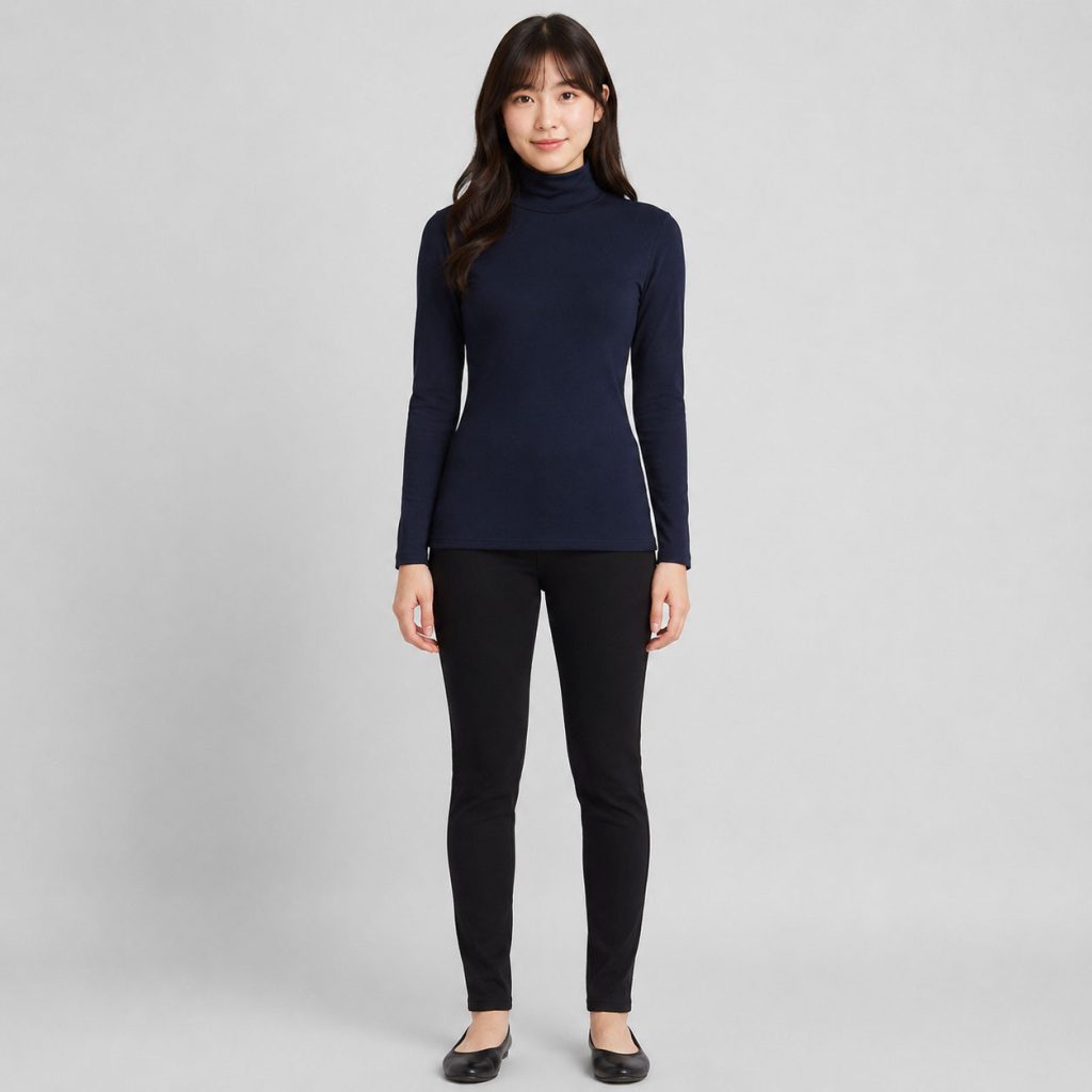 Áo giữ nhiệt nữ cổ 3 phân Uniqlo Heattech Ultra Warm Nhật Bản màu xanh đen 69 NAVY