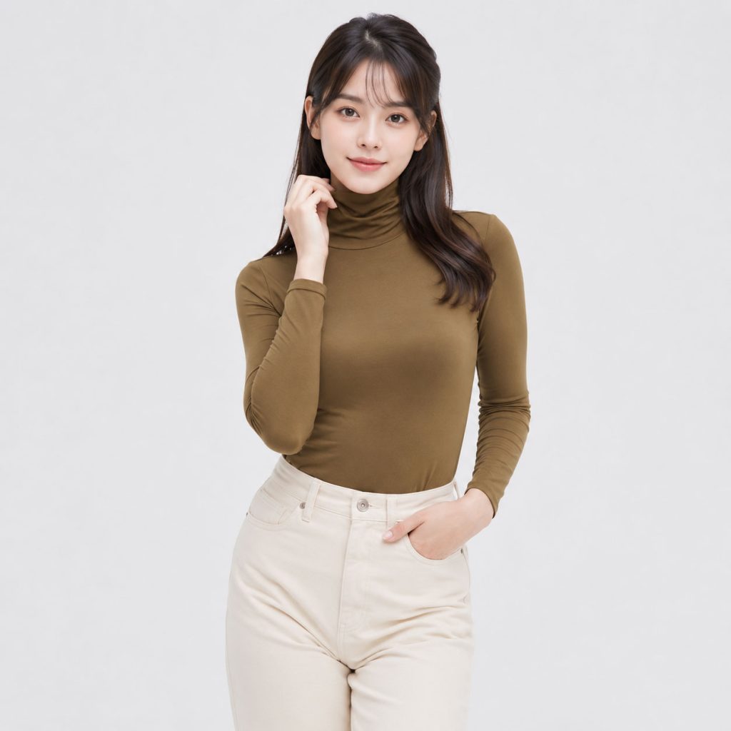 Áo giữ nhiệt nữ cổ lọ loại thường vải mỏng Uniqlo Heattech Nhật Bản màu nâu 37 BROWN