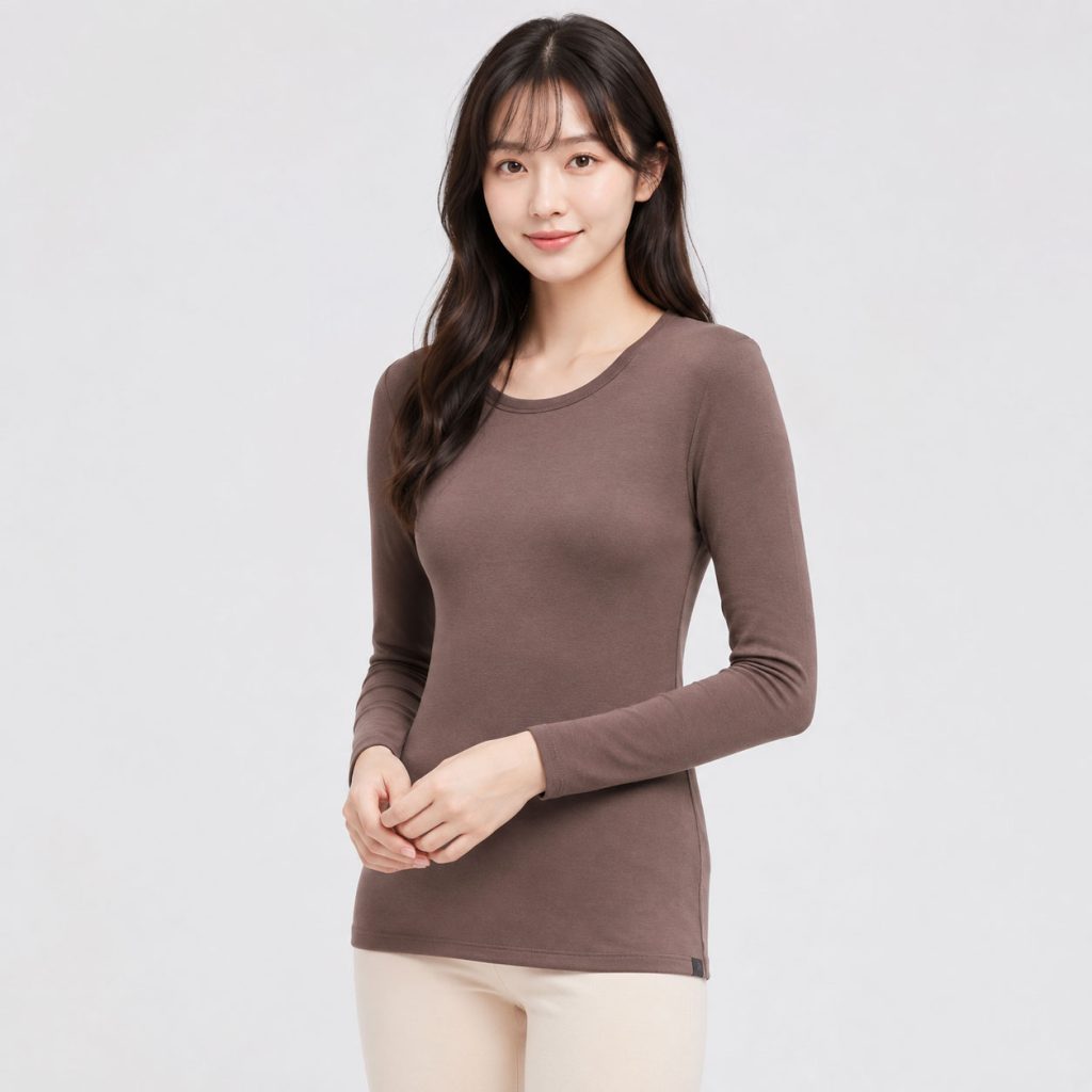 Áo giữ nhiệt nữ cổ tròn Uniqlo Heattech Ultra Warm Nhật Bản màu nâu 38 DARK BROWN