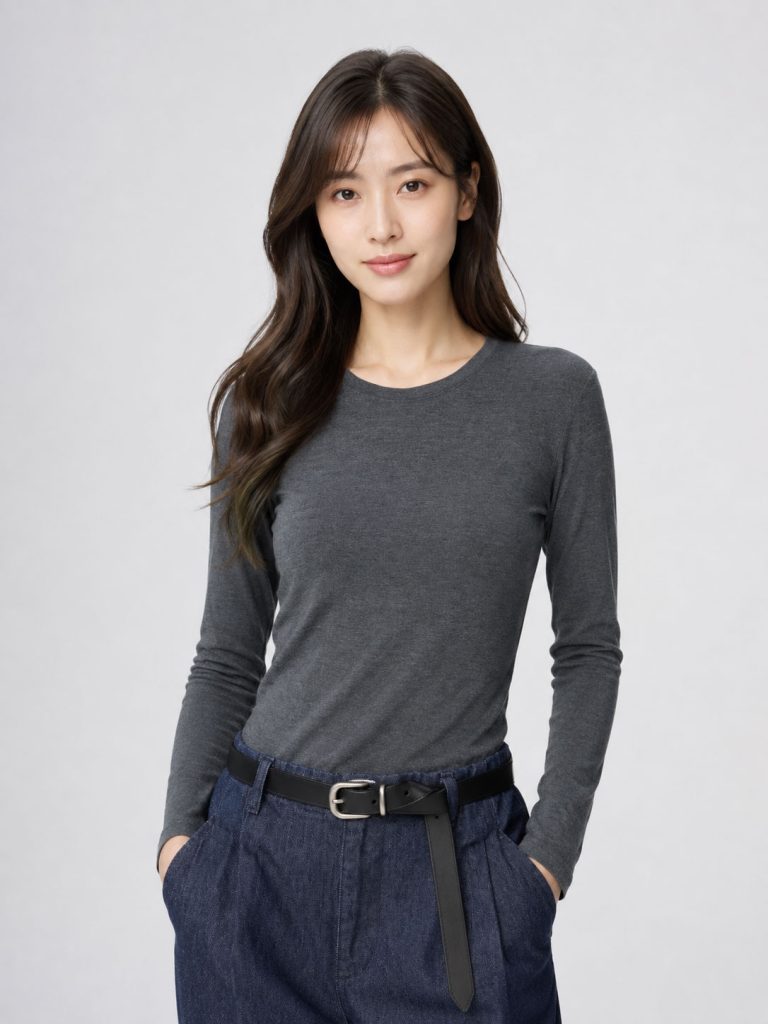Áo giữ nhiệt nữ cổ tròn Uniqlo Heattech Ultra Warm Nhật Bản màu xám 08 DARK GRAY