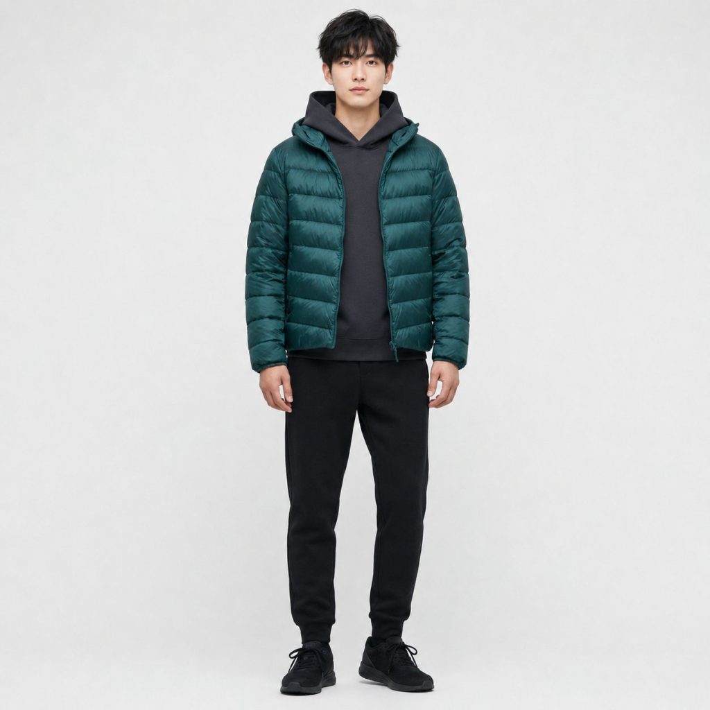 Áo lông vũ nam có mũ Uniqlo Ultra Light Down 443320 màu xanh cổ vịt 55 GREEN