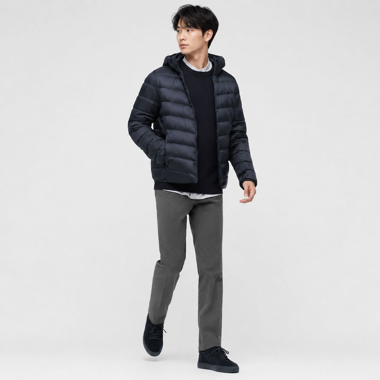 Áo lông vũ nam có mũ Uniqlo Ultra Light Down 443320 màu xanh đen 69 NAVY