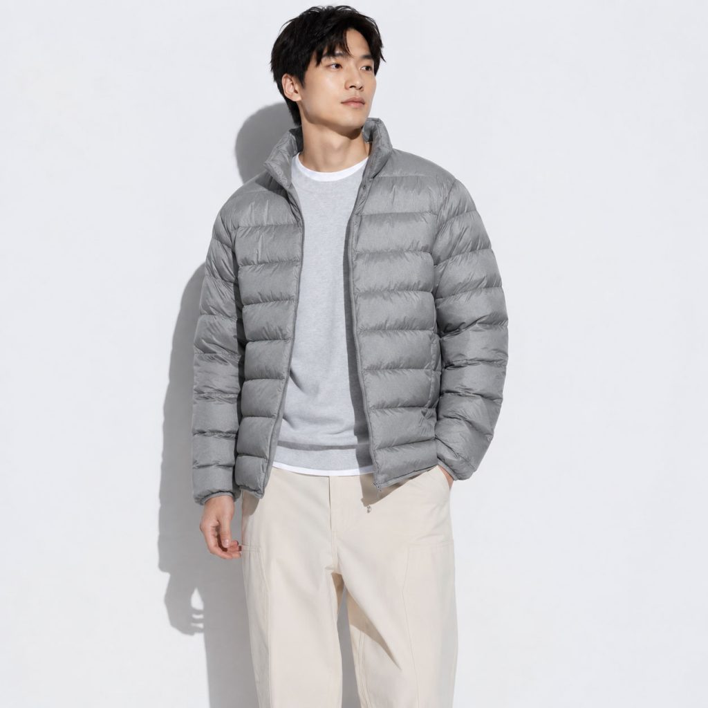 Áo lông vũ nam không mũ Uniqlo Ultra Light Down 3D Cut 452738 màu xám 05 GRAY