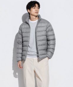 Áo lông vũ nam không mũ Uniqlo Ultra Light Down 3D Cut 452738 màu xám 05 GRAY