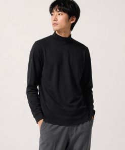 Áo giữ nhiệt nam cổ 3 phân Uniqlo Heattech Extra Warm Nhật Bản màu đen 09 BLACK