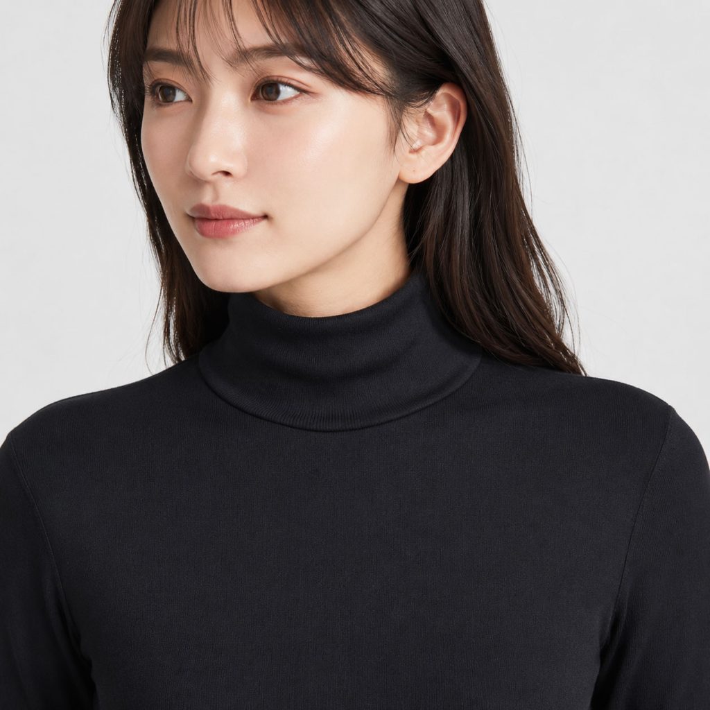 Hình ảnh phần cổ 3 phân áo giữ nhiệt nữ Uniqlo Heattech Ultra Warm