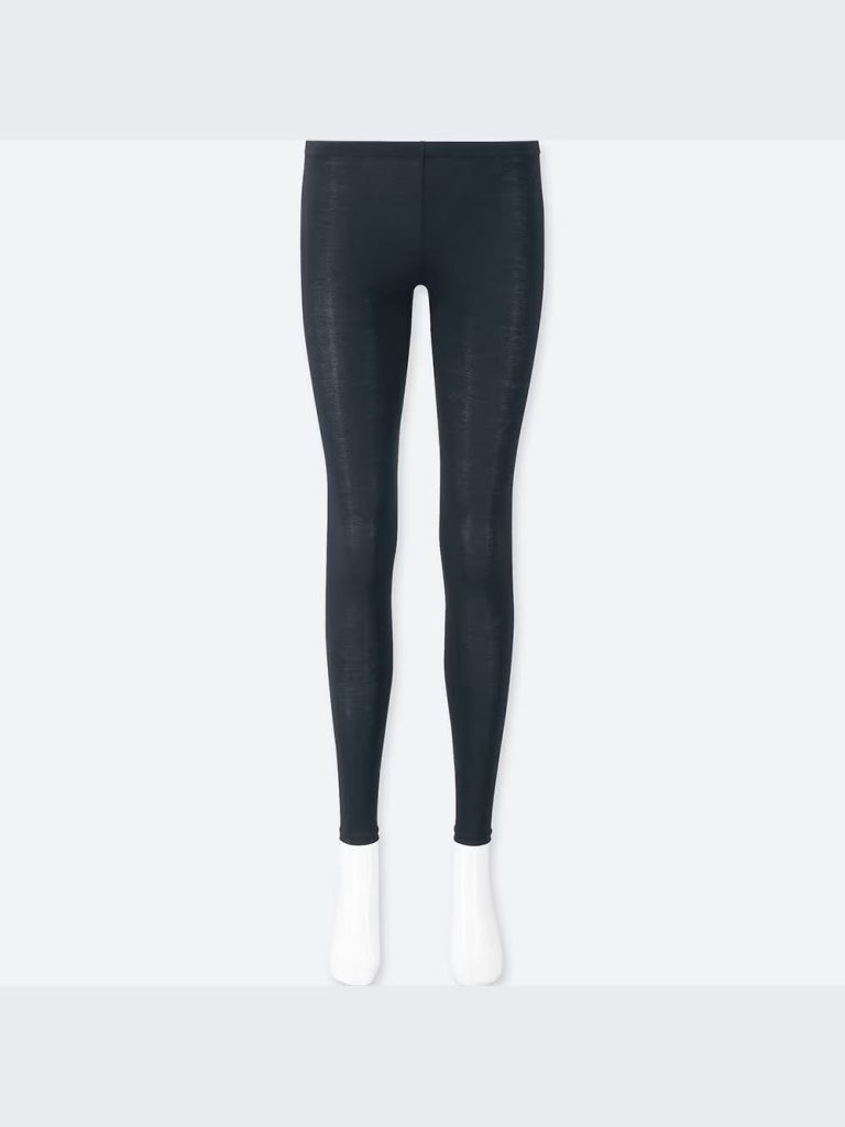 Hình ảnh Quần giữ nhiệt nữ loại thường vải mỏng Uniqlo Heattech Nhật Bản màu xanh đen 69 NAVY